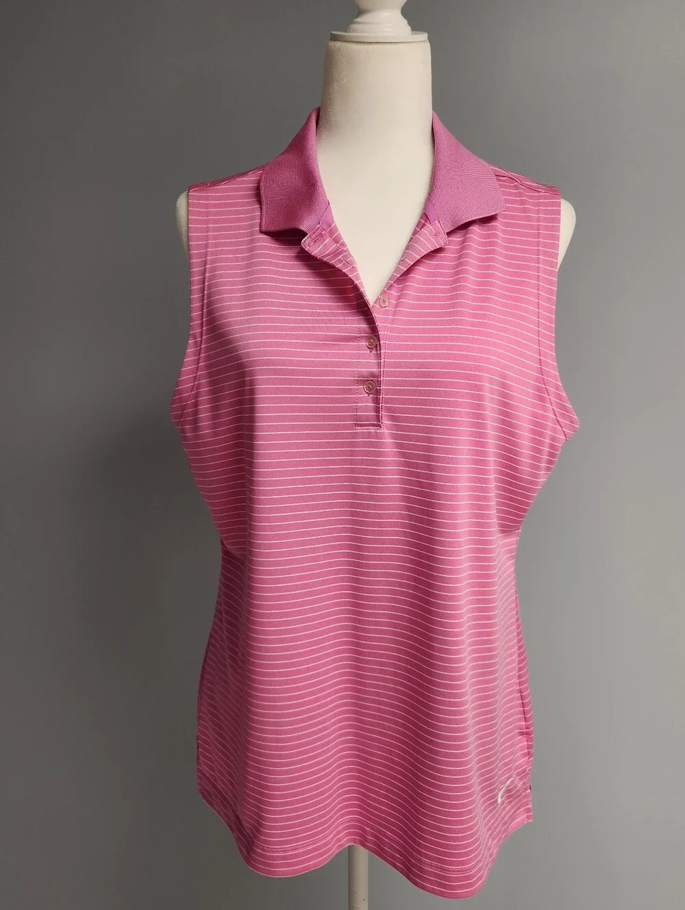Nike Pink Striped Sleeveless Polo Tank